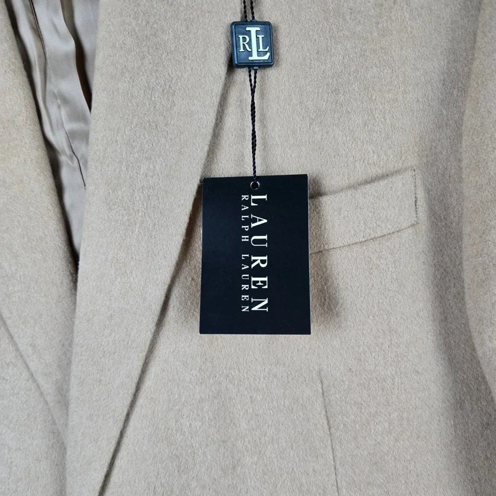Lauren Ralph Lauren Sport Coat Mens 46L Tan 100% Camel Hair Blazer Luxury New